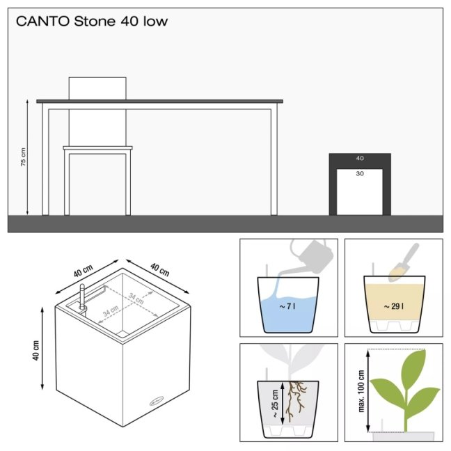 Canto Stone Square 40 - Barva: Grey Stone / šedá matná