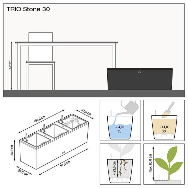 Trio Stone 30 - Barva: Grey Stone / šedá matná