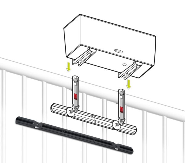 Černá příčka pro závěsné háky na Balconeru - 74 cm