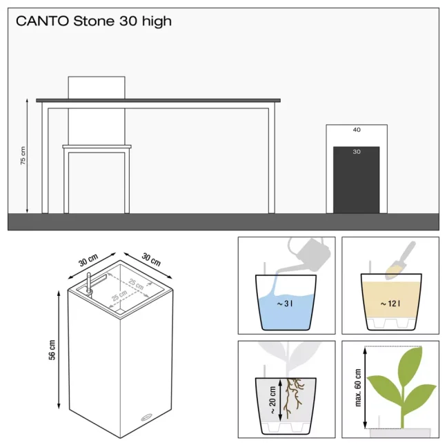 Canto Stone Tower 30 - Barva: Quarz White Stone / křemíkově bílá