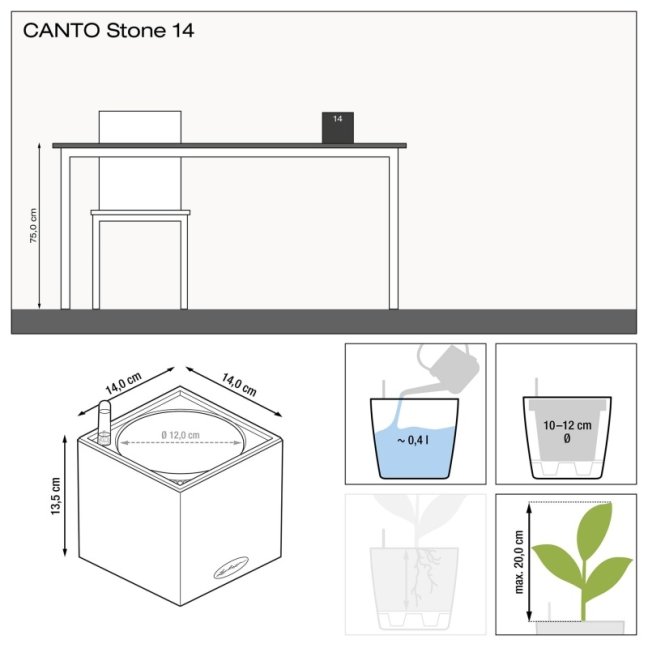 Canto Stone Square 14 - Barva: Graphite Black Stone / černá matná