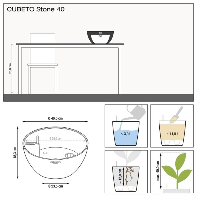 Cubeto Stone 40 - Barva: Quarz White Stone / křemíkově bílá