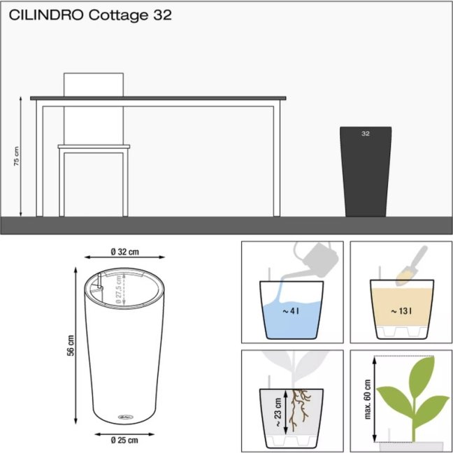 Cilindro Cottage 32 - Barva: Granit Cottage / šedá matná